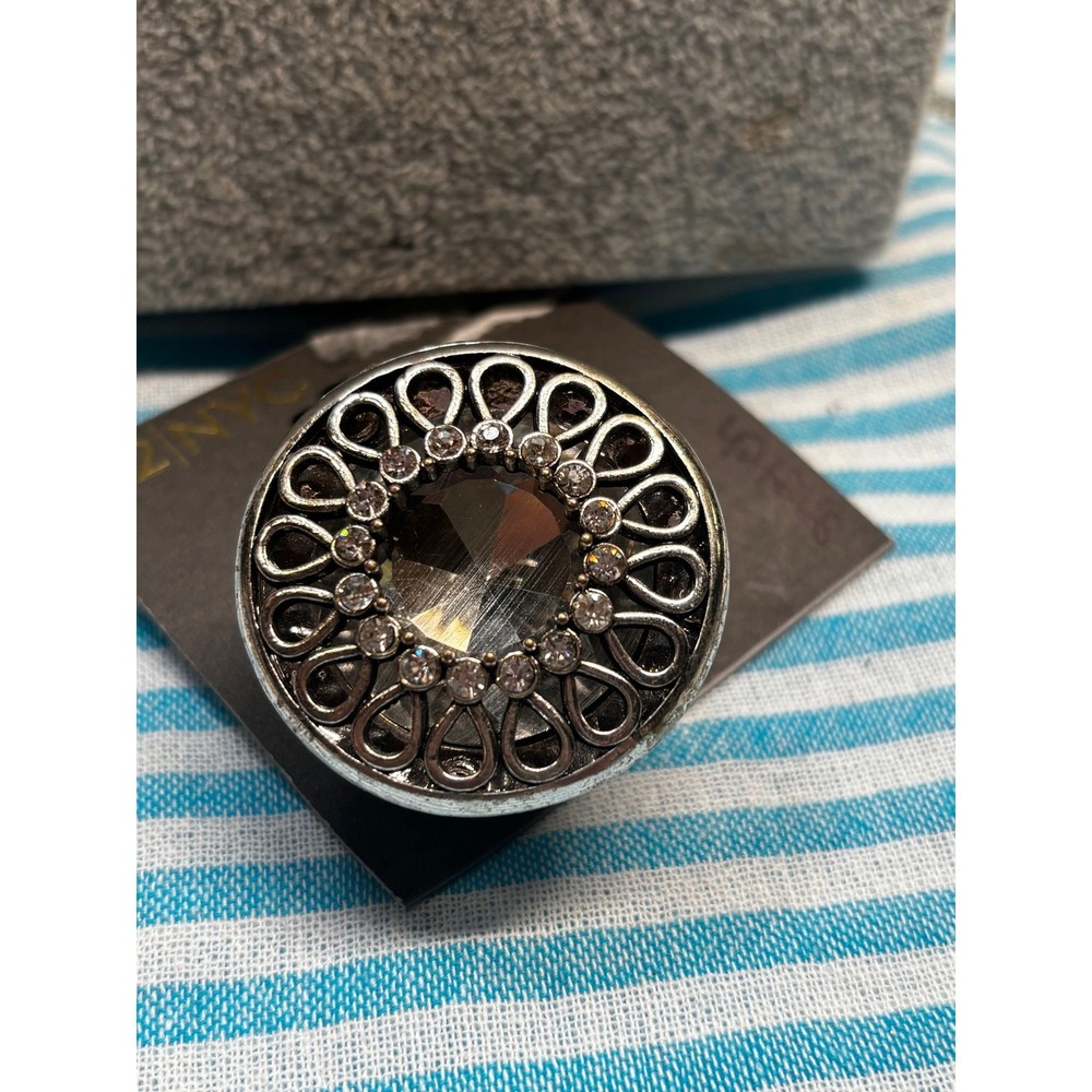 #30. Silver-Tone Cocktail Ring Statement Oversized